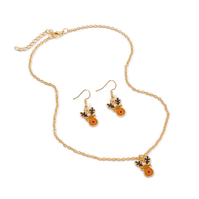 Conjunto de Joyería Navideña Reno - Collar y Aretes - Image 2