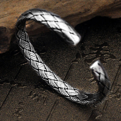 Pulsera de Plata Tejida a Mano con Diseño Vintage Retorcido - Image 10