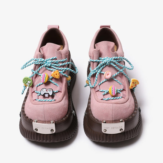 Zapatos Plataforma Dopamine Verano de Cuero con Cordones