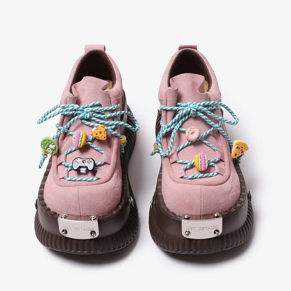 Zapatos Plataforma Dopamine Verano de Cuero con Cordones