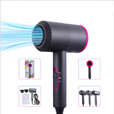 Dark grey hair dryer with pink accents and a perforated nozzle, featuring a slider switch on the handle. - Image 8