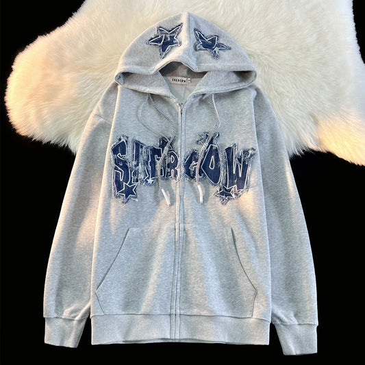 Cardigan Mujer Letter XINGX con Cierre de Cremallera