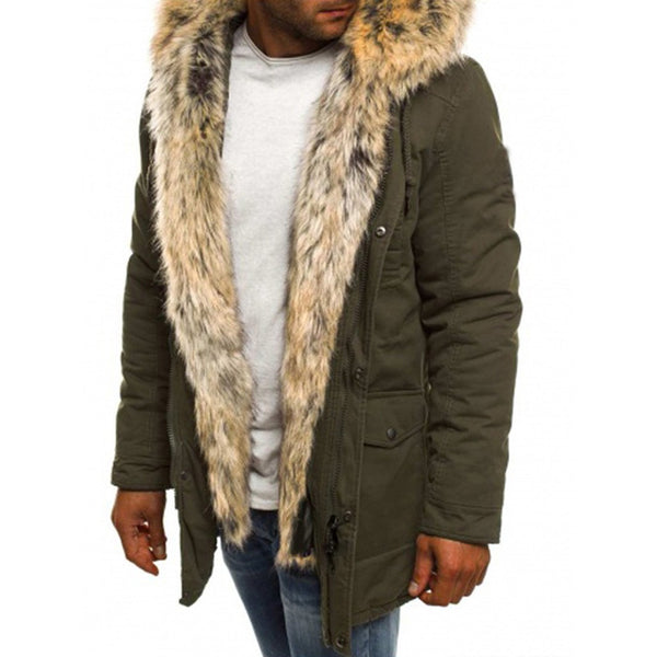 Chaqueta Acolchada de Algodón con Cuello de Lana para Hombre
