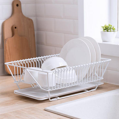 Escurridor de Platos Multifuncional de Hierro Forjado con Bandeja y Almacenamiento - Image 2