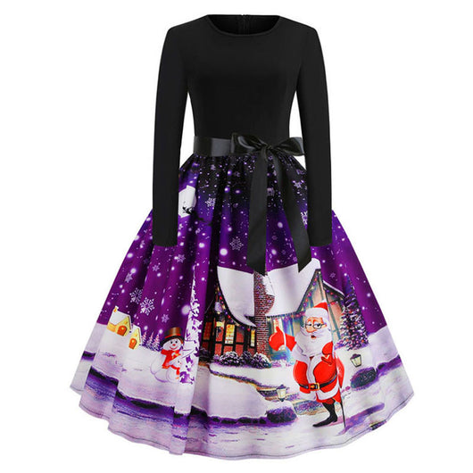 Vestido Retro Navideño Amplio de Manga Larga - Image 16