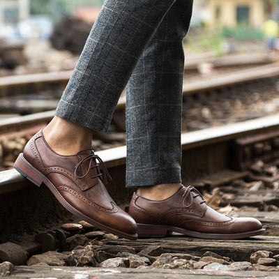 Zapatos Derby Vintage de Cuero para Hombre Carved - Image 5