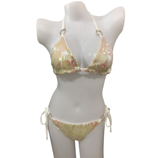 Bikini Secuenciado con Tirantes Cruzados - Traje de Baño Sexy y Brillante - Image 3