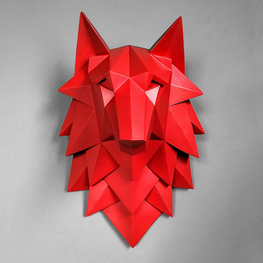 Escultura Abstracta de Cabeza de Lobo 3D - Decoración de Resina Artesanal para Pared - Image 6