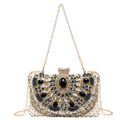 Bolso de Noche Retro con Bordado de Perlas - Diseño Artesanal Hecho a Mano - Image 8