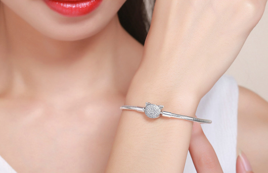 Pulsera Base Gato Plata DIY S925 - Diseño Encantador Chapado en Platino - Image 2