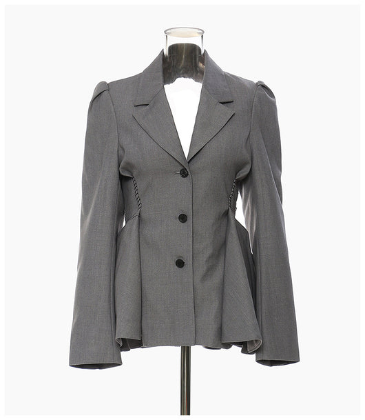 Blazer Elegante Cintura Ajustada con Dobladillo Floral Backless - Image 7