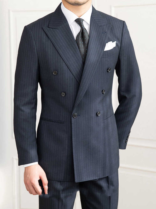 Traje Retro Slim Fit de Seis Botones a Rayas para Hombre - Image 4
