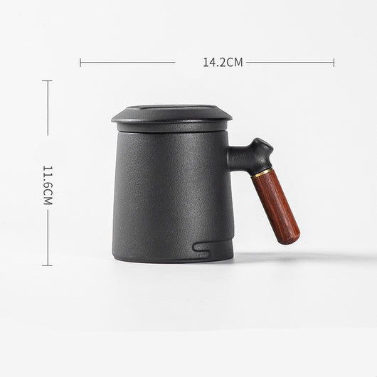 Set de 3 Tazas de Cerámica para Oficina con Asa de Madera y Tapa - Image 2