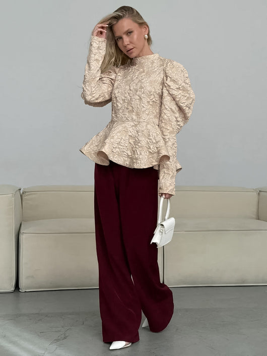 Blusa Retro Cuello Parado con Mangas Abullonadas - Image 20