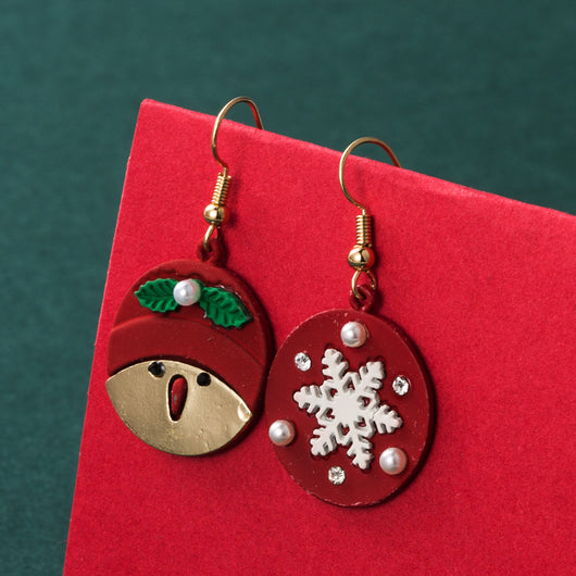 Aretes Navideños con Diamantes: Papá Noel, Copo de Nieve y Reno - Image 4