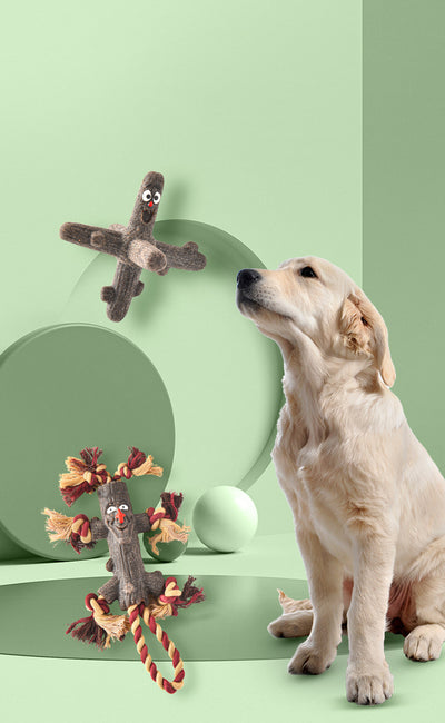 Juguete Resistente para Perros Grandes - Rama Natural con Cuerda TPR y Pelota - Image 12