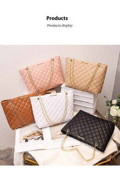 Bolso Bandolera Mujer Capacidad Grande Diseño Rombo Cadena Premium - Image 11