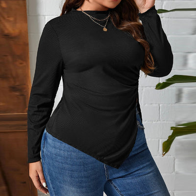 Blusa Asimétrica Ajustada de Cuello Redondo para Mujer - Image 4