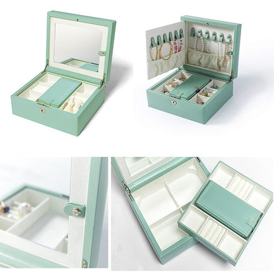 Caja de Almacenamiento para Joyas con Cerradura - Diseño de Madera y Cuero - Image 5