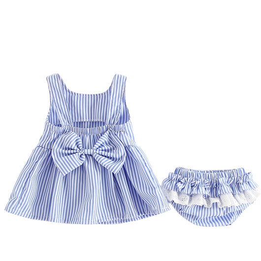 Conjunto de falda con tirantes a rayas + shorts 2 piezas - Image 9