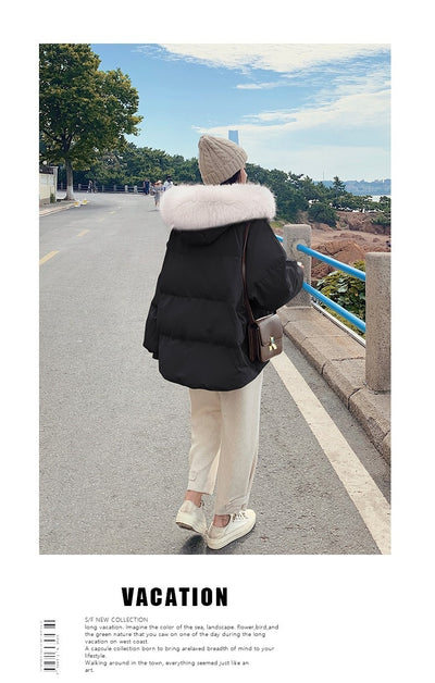 Chaqueta de Algodón para Mujer con Cuello de Pelaje y Capucha - Image 21