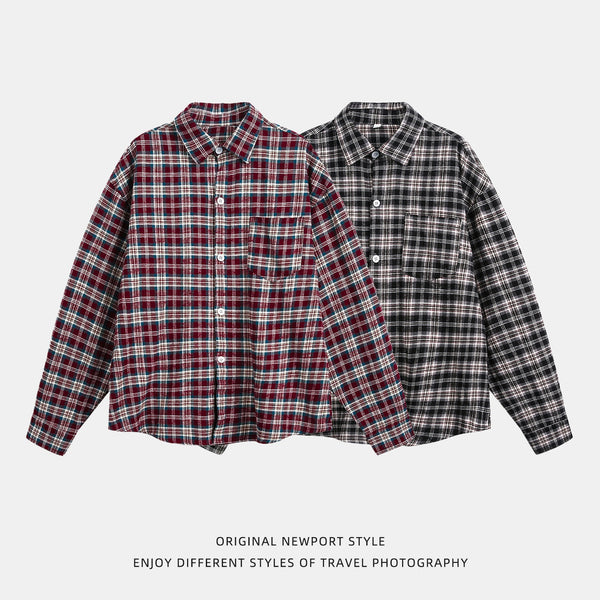 Camisa de Cuadros Retro Bloques de Color para Hombre