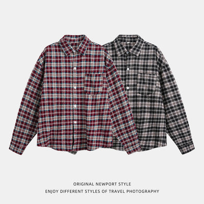 Camisa de Cuadros Retro Bloques de Color para Hombre