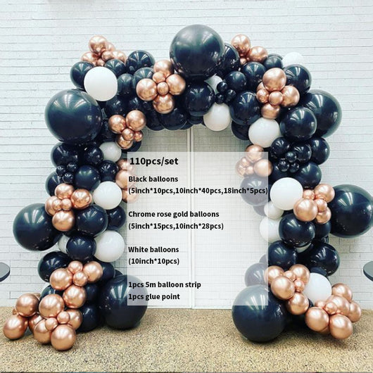 Juego de Globos Látex Negro y Dorado de 18 Pulgadas para Cumpleaños con Cadena Decorativa - Image 3
