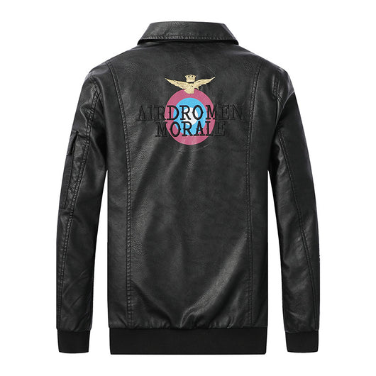 Chaqueta de Cuero para Hombre con Bordado en Solapa - Image 3
