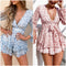 Jumpsuit Corto Estampado con Volantes y Escote en V