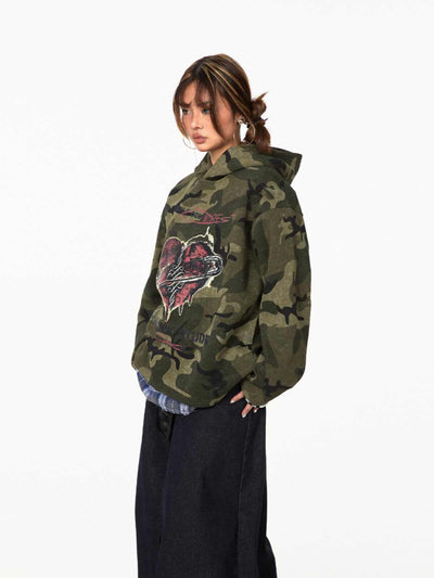 Sudadera Retro Camuflaje Amor - Hoodie Oversize Casual - Image 2