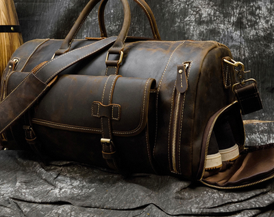 Bolsa de Viaje Retro Crazy Horse en Cuero para Hombre - Image 18