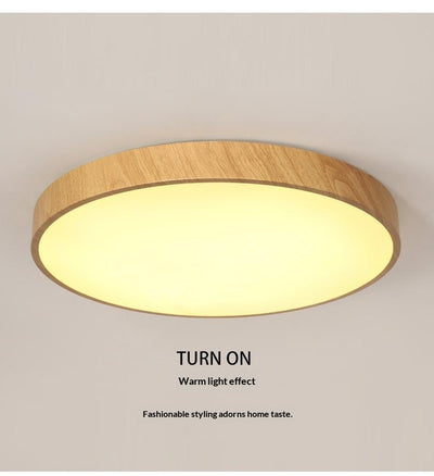 Lámpara de Techo LED Minimalista Estilo Chino Contemporáneo con Textura de Madera - Image 13