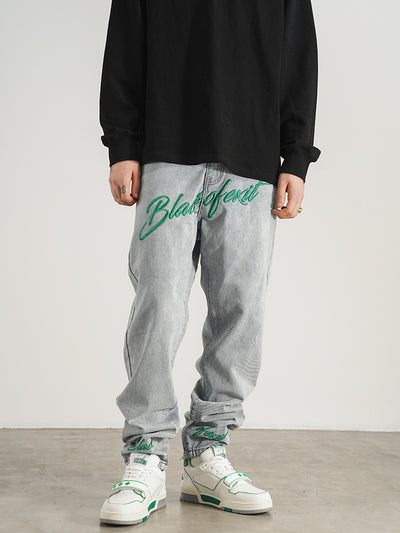 Jeans Skinny Fit con Bordado Retro Estilo Americano para Hombre - Image 4