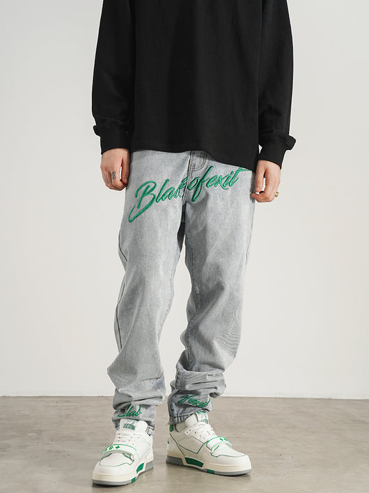 Jeans Skinny Fit con Bordado Retro Estilo Americano para Hombre - Image 4