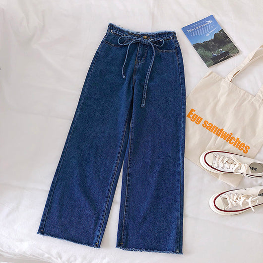 Jeans de Cintura Alta con Bordes Crudos y Cordones - Image 5