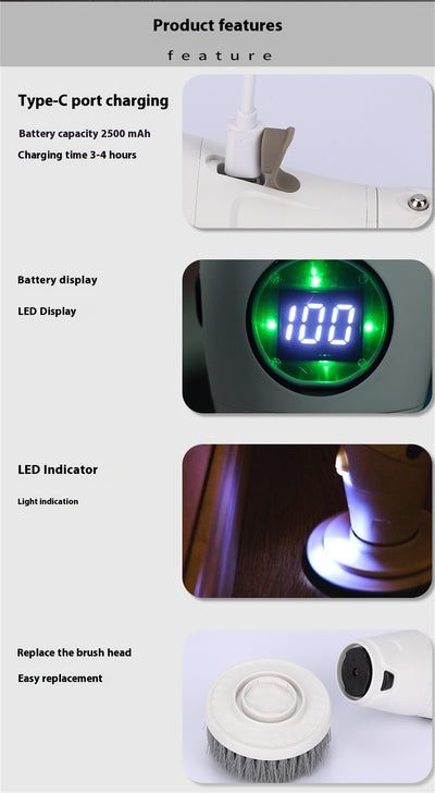 Cepillo de Limpieza Inalámbrico 8 en 1 con Pantalla LED, Luz Nocturna Giratoria y Función Impermeable - Image 11
