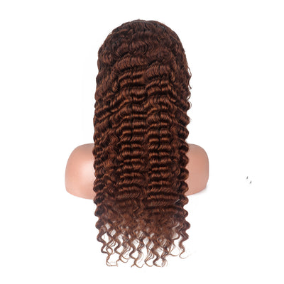 Peluca Frontal de Encaje Onda Profunda 180 Densidad Marrón Chocolate - Image 5
