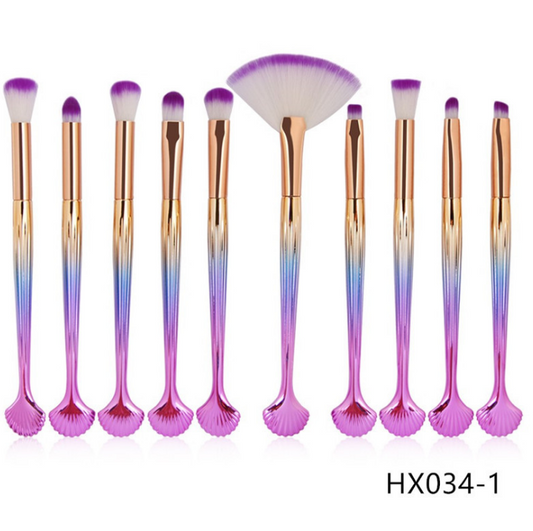 Set de Brochas de Maquillaje Shell - Cerdas Púrpura