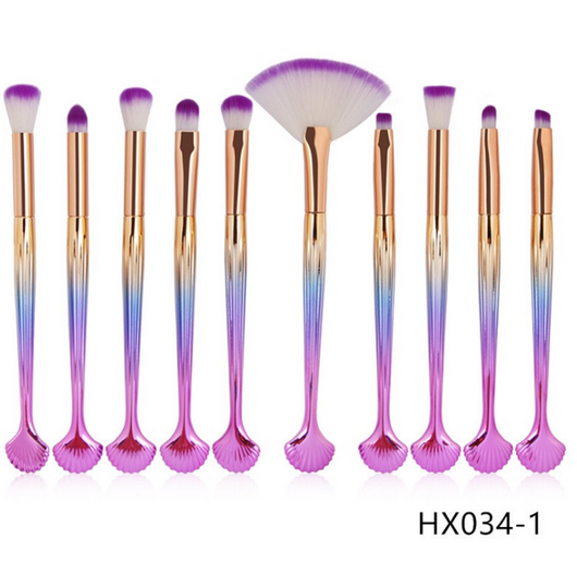 Set de Brochas de Maquillaje Shell - Cerdas Púrpura