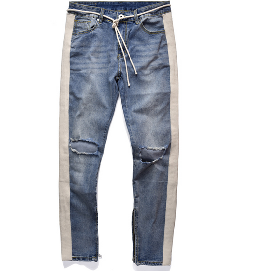 Jeans Slim Destruidos con Cierre Lateral y Rasgados en Rodillas - Image 2