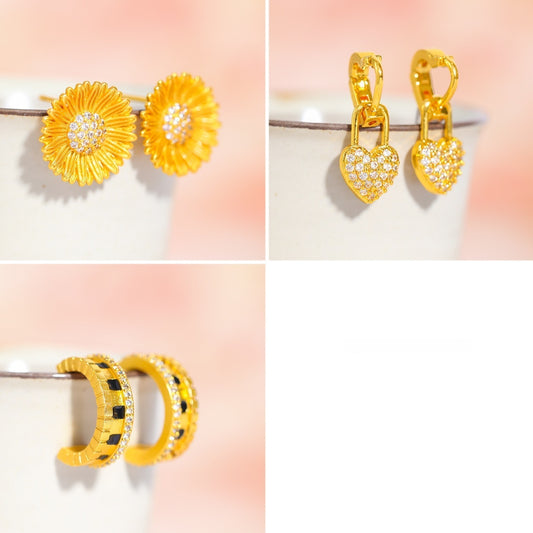 Aretes de Corazón Stud para Mujer - Estilo Instagram Versátil