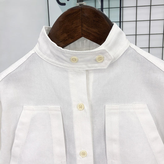 Camisa Infantil de Color Liso Estilo Coreano para Niños - Image 9