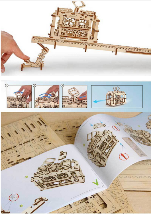 Modelo de Tranvía Mecánico 154 Piezas - Puzzle 3D Educativo de Madera - Image 3