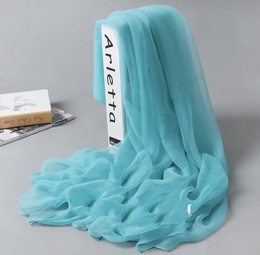 Pañuelo de Seda Largo para Mujer - Chal Playero Chifón Liso Grande - Image 37