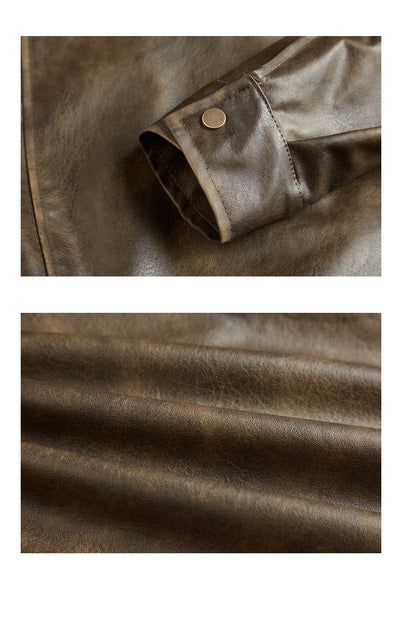 Ropa de Cuero Retro Holgada para Hombre y Mujer - Image 10