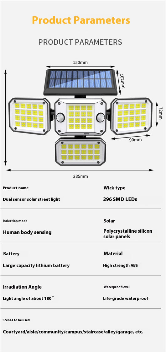 Lámpara Solar de Jardín con Sensor de Movimiento y Ángulo Ajustable - Image 23