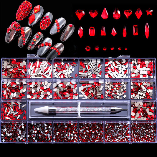 Set de Cristales de Vidrio Fondo Plano con 21 Compartimentos para Decoración de Uñas - Image 2