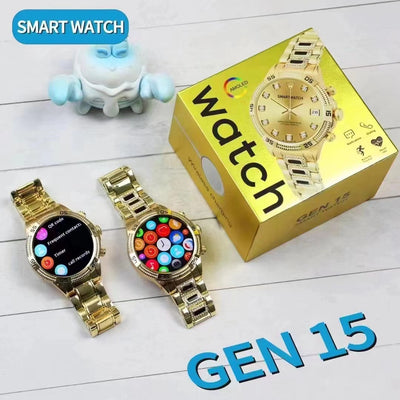 Reloj Inteligente de Oro con Llamadas Bluetooth y Diamantes - Image 11