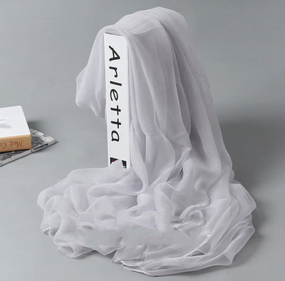 Pañuelo de Seda Largo para Mujer - Chal Playero Chifón Liso Grande - Image 11